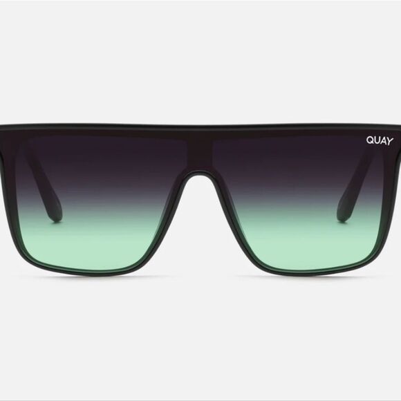 Quay Australia Nightfall 49MM Flat Top Shield Sunglasses- Black/Fade Mint main image 11
